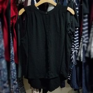 Apt 9 black sleeveless top with hidden buttons